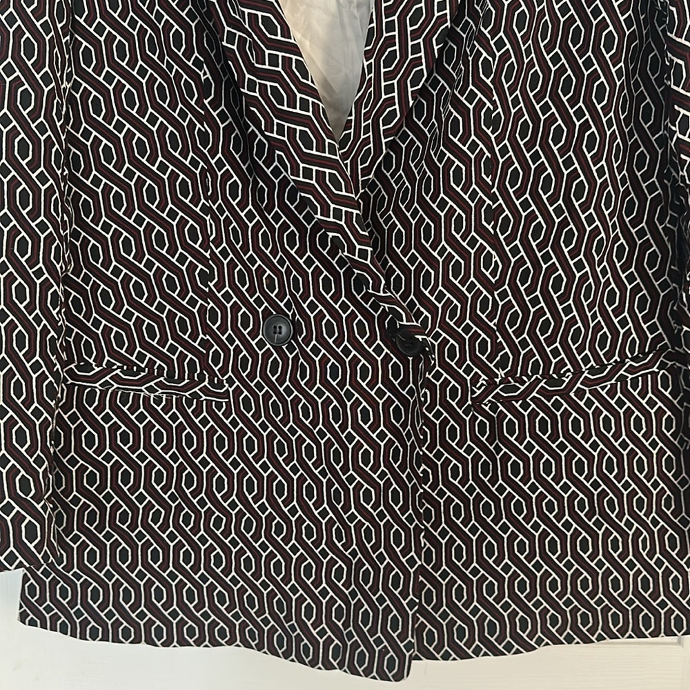 GP & J Baker x H&M Patterned blazer Jacket red back size 4 - Picture 2 of 5